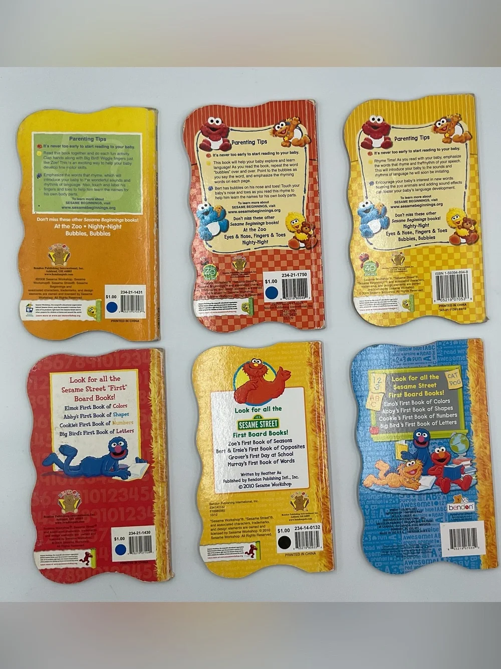 Lot x6 Sesame Street Shaped Board Books Bendon Beginnings & First Books 2000's